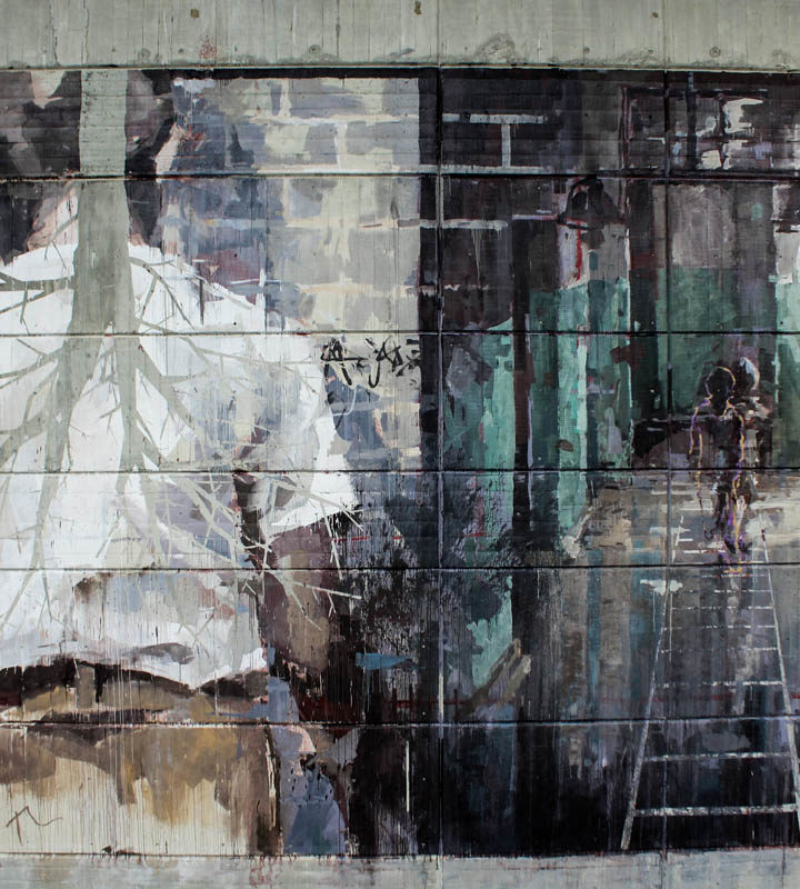 Borondo's finished mural close up for the PUBLIC Festival at the Curtin’s University in Perth (Australia) in April 2016 Photo by Luke Shirlaw