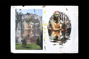 Borondo's preparatory for the wall in Lodz Murals